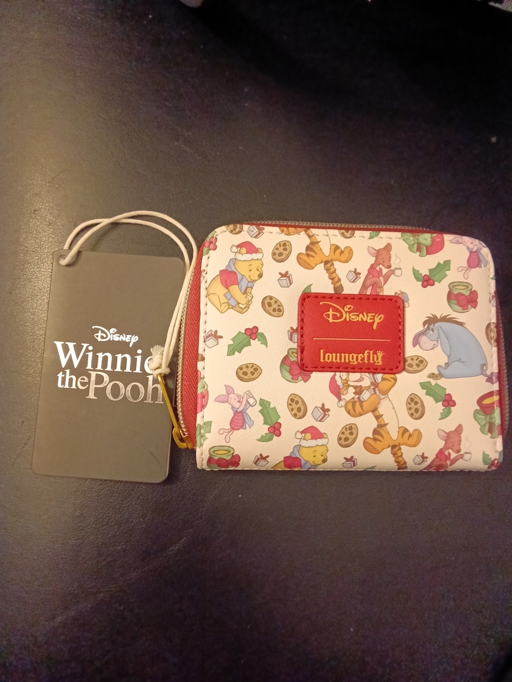 Loungefly Disney Winnie the Pooh Milk & Cookies Holiday Mini Zip Wallet